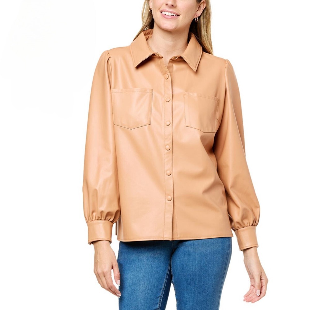 NWOT G by Giuliana Faux Leather Shirt